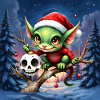 Green Christmas Elf on Branch