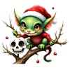 Christmas elf with skull