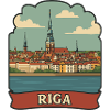 Riga, Lettland Altstadt Retro-Reiseaufkleber