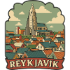 Reykjavik Iceland Hallgrimskirkja Retro Sticker