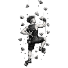 Climber with tools on the rock