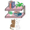 Cats & Bookshelf Cuddly Look