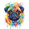 Wasserfarbener Mops Farbexplosion