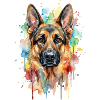 Wasserfarben Schäferhund Portrait