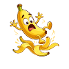 Banane im Luftsprung Cartoon
