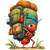 Wandering ant with backpack