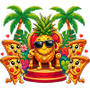 Pineapple King with pizza friends