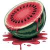 juicy halved watermelon with dripping