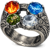 Vier-Elemente-Ring mit Edelsteinen