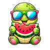Cute turtle with watermelon cartoon motif