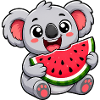 Cute koala with watermelon cartoon motif