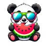 Cute Panda with Watermelon Cartoon Motif