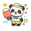 Kawaii Panda Eis am Strand Illustration