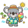Koala im Hawaii-Hemd mit Eiscreme