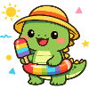 Kawaii Alligator mit Regenbogen Eis