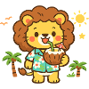 Beach lion in aloha outfit