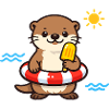 Sonnenotter mit Eis am Strand