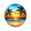 Sunset Palm Trees Round