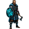 Rune warrior in blue light
