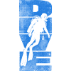 Deep Sea Diver Blue Silhouette