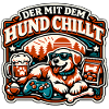 Hund Chillt im Wald mit Controller