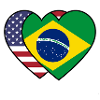 Sticker Cœurs USA Brésil - Design Drapeau 