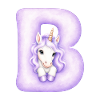 Buchstabe B Lila Einhorn