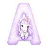 Buchstabe A Lila Einhorn
