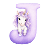 Buchstabe D Lila Einhorn
