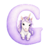 Buchstabe G Lila Einhorn