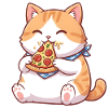 Katze isst Pizza 