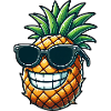 Funny Pineapple with Sunglasses Cartoon