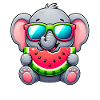 Cute Elephant with Watermelon Cartoon
