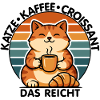Katze Kaffee Croissant