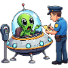Extraterrestrial in UFO bureaucracy scene