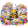 Office Bee in paper chaos