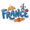 Sticker France Kawaii Croissant Paris