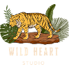 Tiger image with "wild heart studio" logo