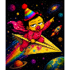Space baby on paper airplane