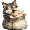 Knuffende Wolf and Lamb