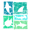 Retro Shark Silhouettes Graphic