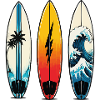 Three Surfboards: Waves & Palm Trees