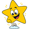 Cheerful star over cloud