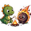 Little dino at the campfire