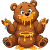 Honey Bear Cartoon with Pot