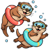 Two funny otters