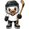Süße Ente Eishockeyspieler Comic Cartoon