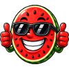 Watermelon with sunglasses and thumbs up