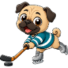 Mops Eishockeyspieler Comic Motiv