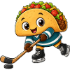 Taco Eishockeyspieler Comic fröhlich